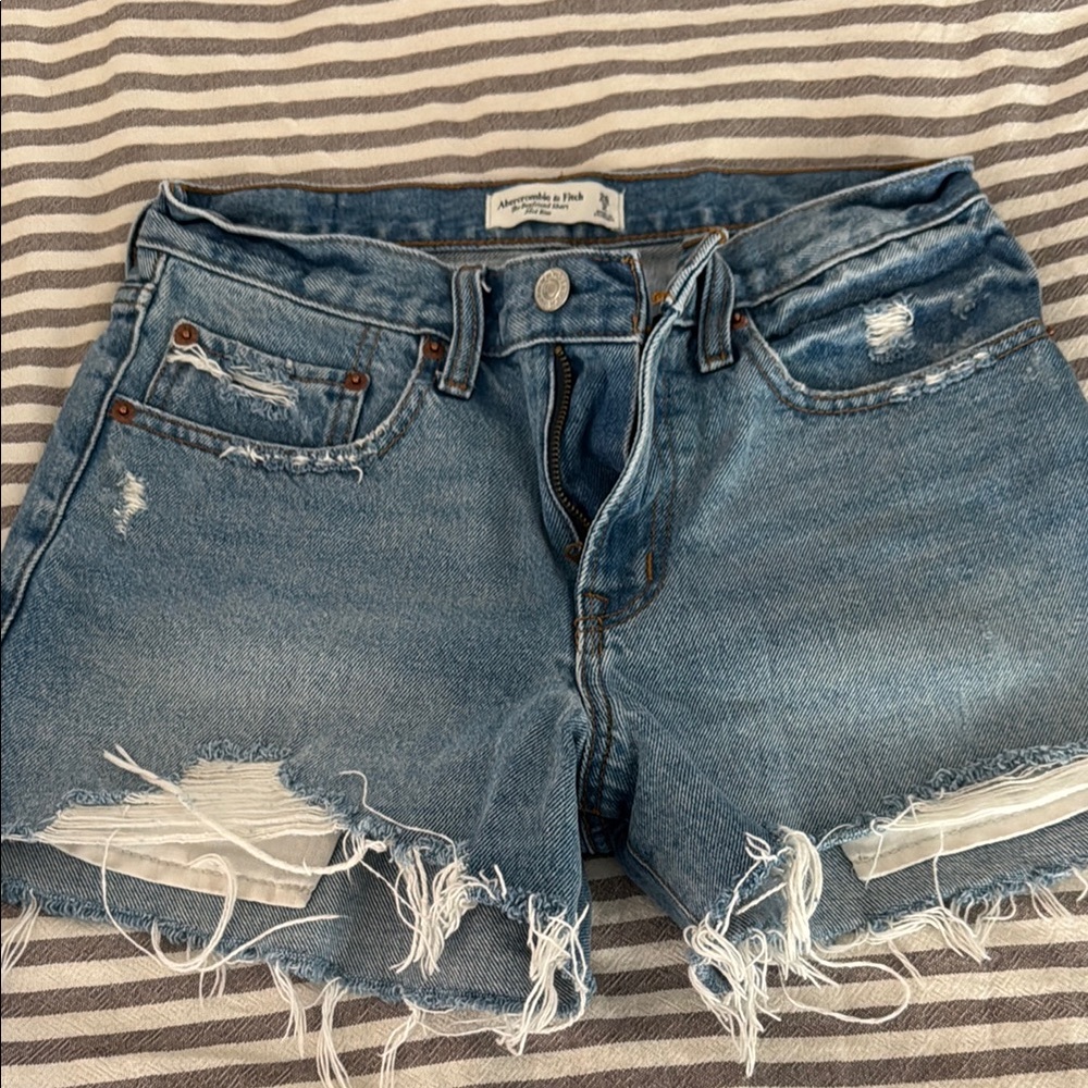 Abercrombie & Fitch Distressed Denim Women’s Shorts - Blue